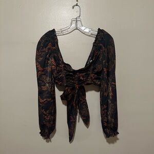 Orange/Black Tiger Bamboo Floral Women's Top